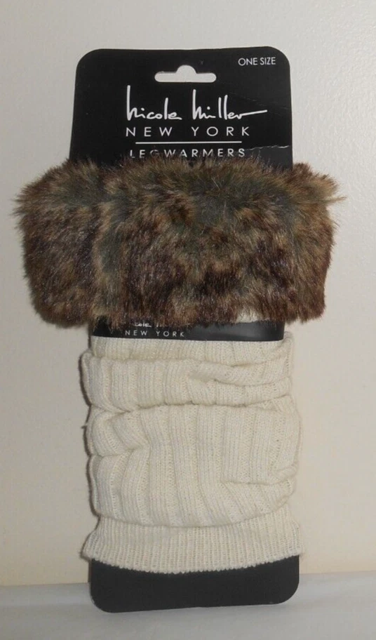 Nicole Miller 女式暖腿霜颜色带毛皮上衣 - 均码全新 — 第 2/4 张图片