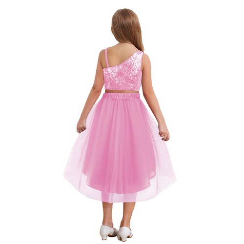 Mädchen Kleidensatz Armlos Perlen-Outfit Unregelmäßiger Saum Solid Color Luxus - Bild 50 von 81