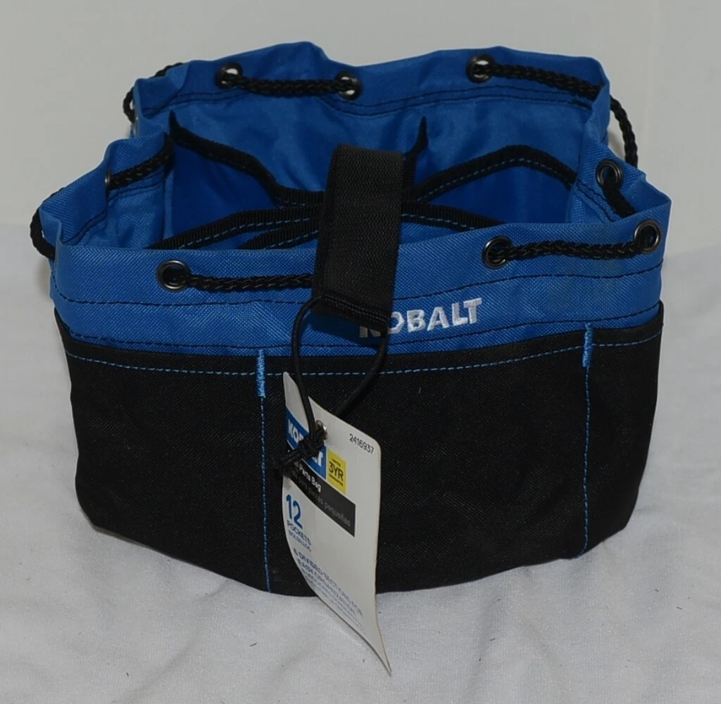 Kobalt 2416397 Small Parts Bag Black Blue 12 Pockets Divided