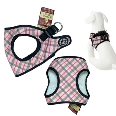 American Kennel Club Dog Harness Vest Designer Tartan Plaid