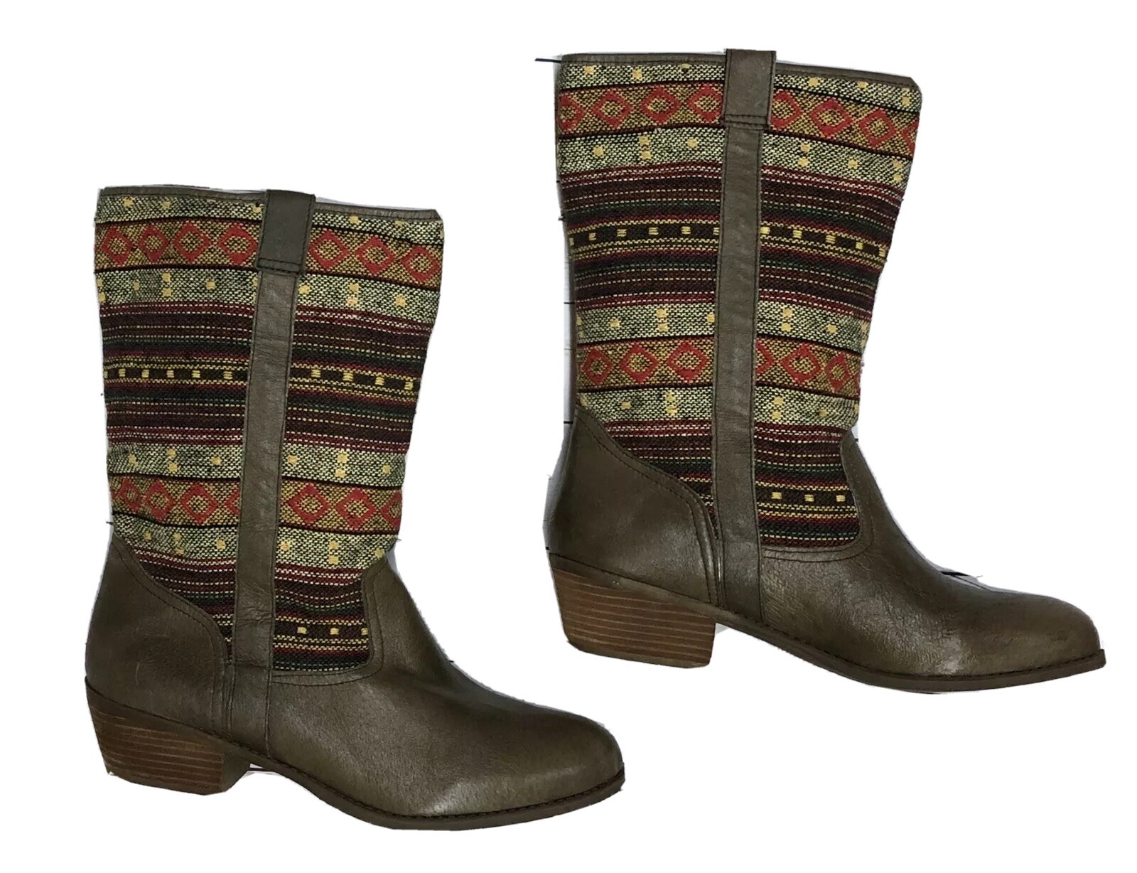 Steve Madden Sz 11 P Brooks Southwestern Aztec Blanket Western Womens Boots