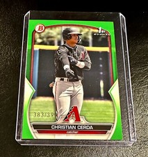 2023 Bowman Chrome Christian Cerda 1st Bowman Green Refractor RC 383/399! 🔥🔥