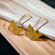 Gold Filigree Butterfly Drop Earrings Dangle Earrings