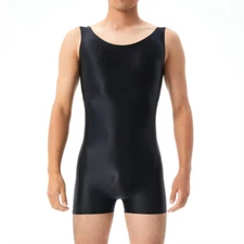 Sexy Men Bodysuit Fit Jumpsuit Oiled Sheer Tight Lingerie Clubwear Catsuit Slim