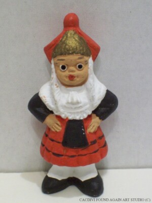 Vintage Spanish Mud People Lady Hands on Hips Native Girl Spain Folk Figurine