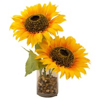 Silk Sunflower Bouquet With Cylinder Vase Silk Sunflower Bouquet With Cylinder Vase