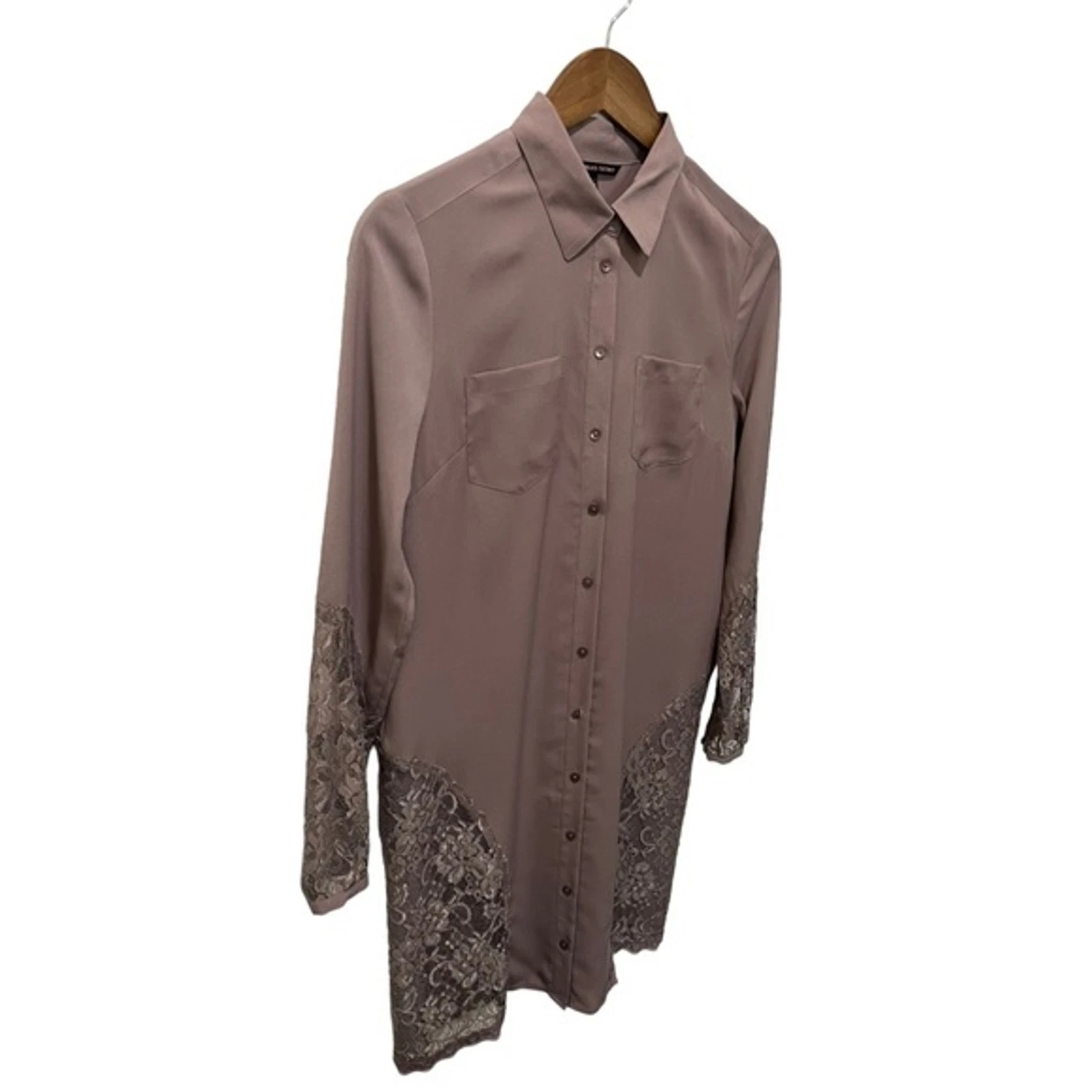 UNDERCOVER ABITO CAMICIA VICTORIA'S SECRET LILAC LEGGERA VIOLA CON BOTTONI IN PIZZO TAGLIA 0