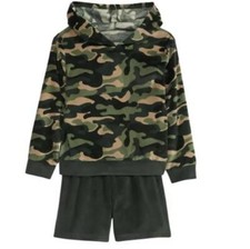 Boy Saint Eve CAMOUFLAGE Hoodie Shirt  Shorts Pajamas Set Size XS 4/5 S 6/7 NWT