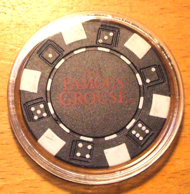Grouse Scotch Whisky Poker Chip Golf Ball Marker - Black 