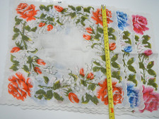 Vtg Handkerchiefs Swiss Scalloped Floral Set of 3 Fine Cotton 12"x12" NOS