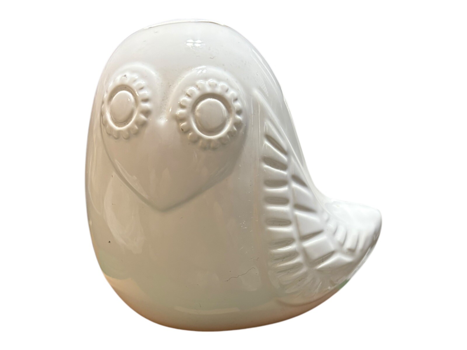 Jonathon Adler Happy Chic White Bird Owl Ceramic Coin Bank
