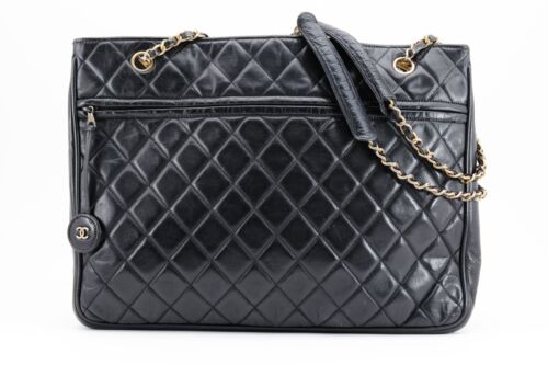 CHANEL *As Is* Matelasse Chain Tote ShoulderBag Coco Charm Leather Black #A240-2