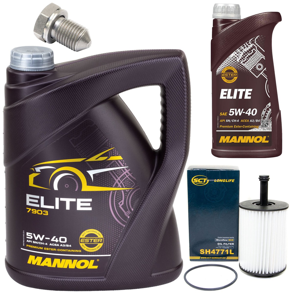 Motoröl-Set 5W30 4 Liter + Ölfilter SH4771L + Ölablassschraube 15374 – Komplett Für Den Ölwechsel