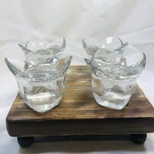 Toscany 24% Lead Crystal Clear Votive Candle Holders Set of 4 Tulip Shape USA