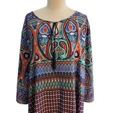 West Kei Paisley And Geometric Print Dress Size 3XL Made In USA