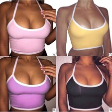 Top Ladies Plain Women's Vest casual Strappy Bra Sleeveless
