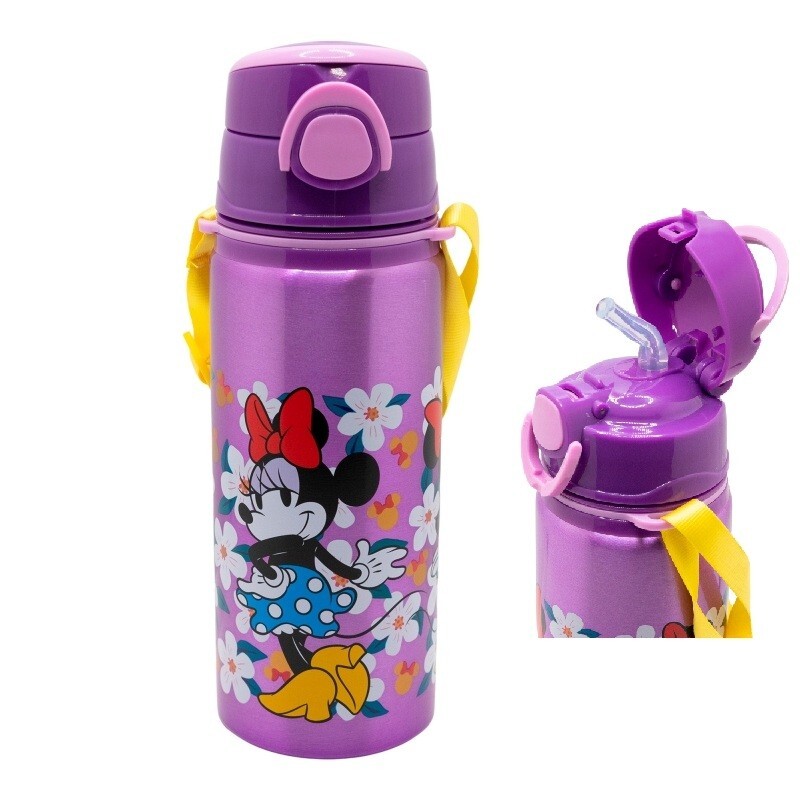 Disney Minnie Mouse Botella De Aluminio 730ml Con Pajita Para Niños Térmica