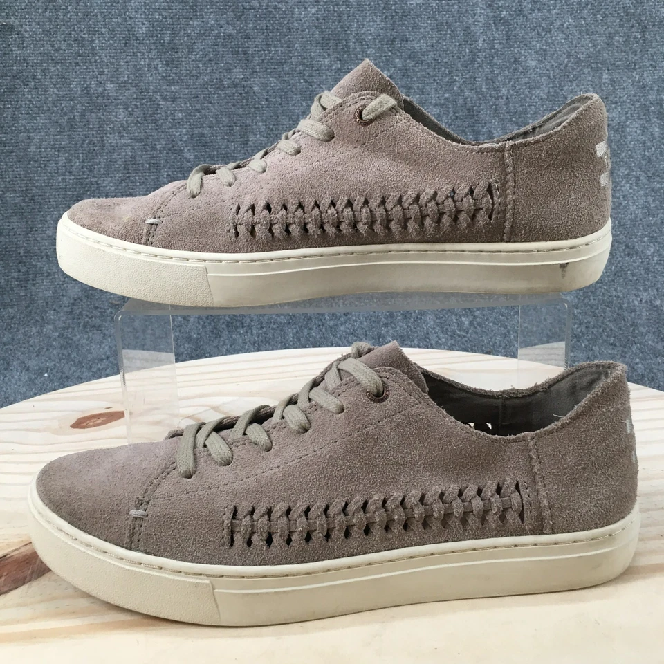 Toms Shoes Womens 9.5 Lenox Casual Sneakers Beige Suede Round Toe Lace Up - Image 2 of 4