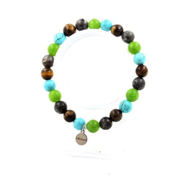 Armband Perlen Peridot + Labradorit + Tigerauge + TüRkis 8 Hergestellt In-image