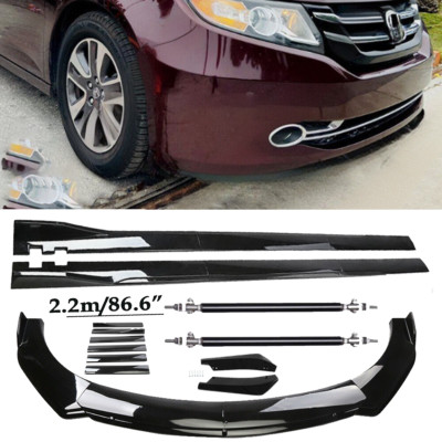 Front Bumper Spoiler Body Kit /Side Skirt/Strut Glossy Black For 11-17 Honda Ody
