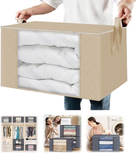 4X Clothes Storage Bags Zipped Organizer Underbed Wardrobe Cube Closet Boxes UK - Picture 9 of 15