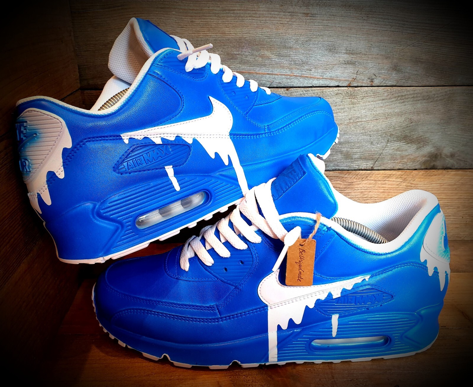 Nike Air Max 90 Custom Painted Blue White Drip