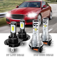 FOR Jaguar XE 2017 2018-2019 4x LED Headlight Kit H15 High Beam H7 LOW Beam 12v