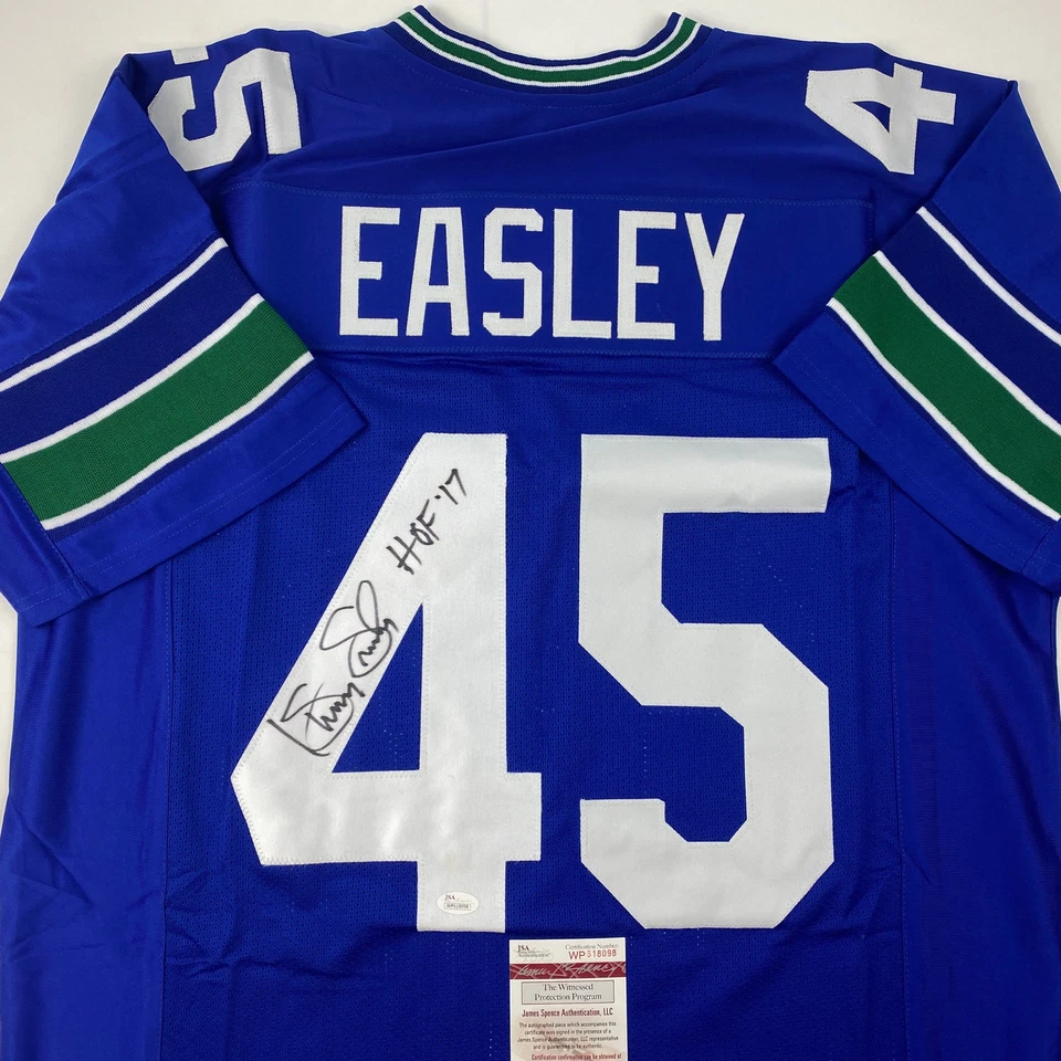 Autographed/Signed Kenny Easley HOF 17 Seattle Blue Football Jersey JSA COA - Image 2 of 4
