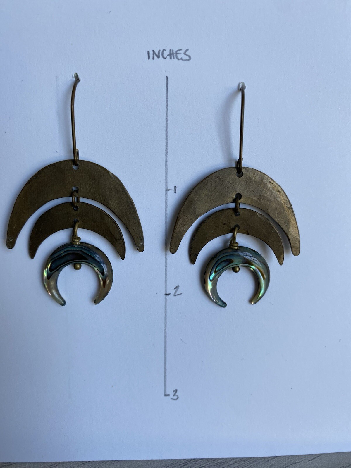 Brass Crescent Moons With Abalone Shell - image 1