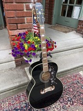 2005 Mik Epiphone Ej-200 Eb “jumbo” Acoustic Guitar ~ Shiny Gloss Ebony Finish