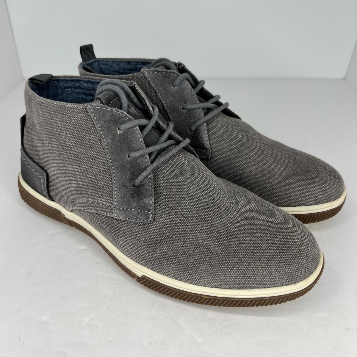 Steve Madden Mens P-Bardos Gray Leather Canvas LaceUp Size 8.5 Chukka Ankle Boot Steve Madden Mens P-Bardos Gray Leather Canvas LaceUp Size  main image 2