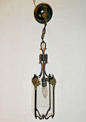 Vintag Solid Brass HANGING LANTERN Leaf, Flower, Berry Motif