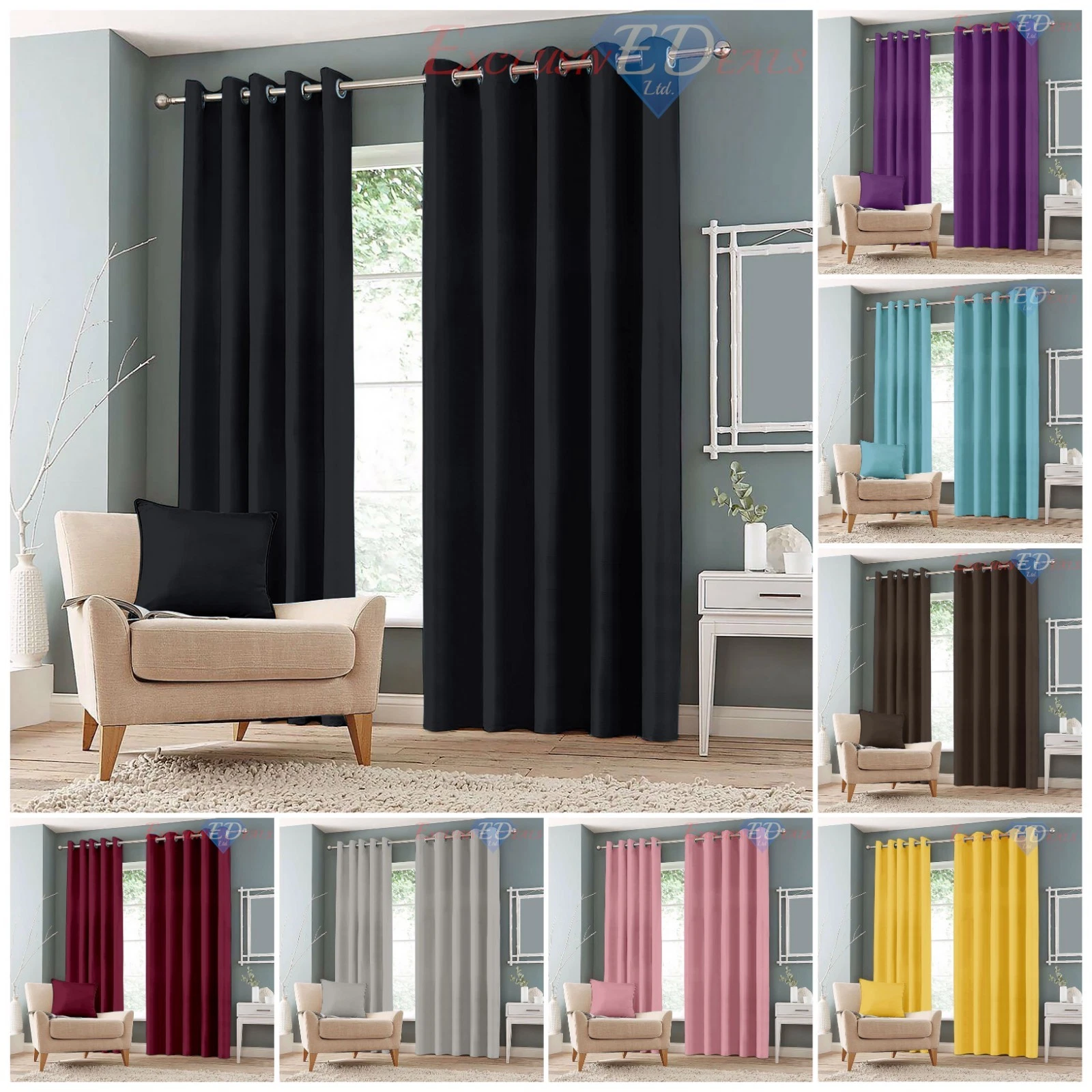 Luxury Thermal Blackout Curtains Eyelet Ring Top Curtains Optional Cushion Cover
Opens in a new wind