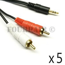 5 Pack Lot - 25ft 1/8" 3.5mm AUX Stereo to 2 RCA Male Audio Y Cable MP3 iPod