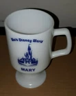 VINTAGE WALT DISNEY WORLD "Mary" MILK GLASS Footed Pedestal Coffee Cup Mug