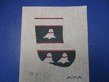 Aviva Handpainted Needlepoint Canvas Rare Christmas Stocking w/ Seals