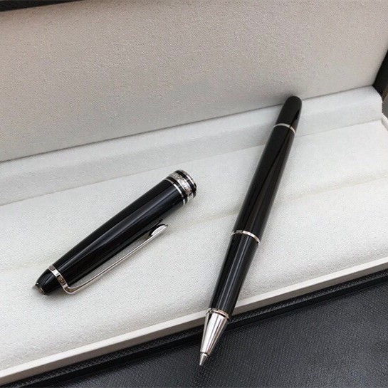 Deluxe Resin Series Bright Black - Silver Clip 0.7mm Rollerball Pen No Box