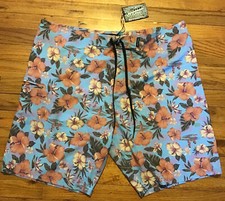 MENS SZ 38 BROOKLYN CLOTH HAWAIIAN FLORAL STRETCH SWIM BOARD SHORTS