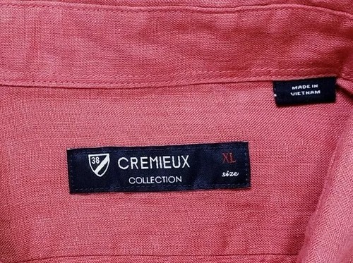 Cremieux Collection Tropezien 38 100% Red Linen Long Sleeve Shirt Men's XL New - Foto 3 di 12