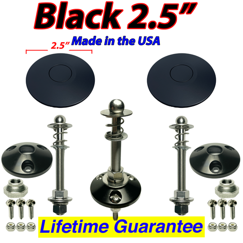 New 2.5" Black Pair Quick Latch Hood Pins Hood Push Button Latches Mustang USA eBay