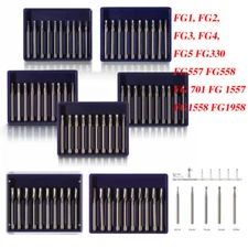 10Pcs Dental Steel Carbide Drill/Bur Round FG for Fast High Speed Handpiece USA