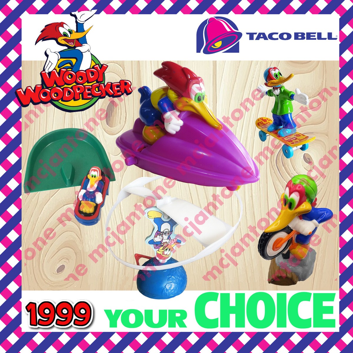Taco Bell 1999 WOODY WOODPECKER Wave Ridin' WATER BOAT Wind Up