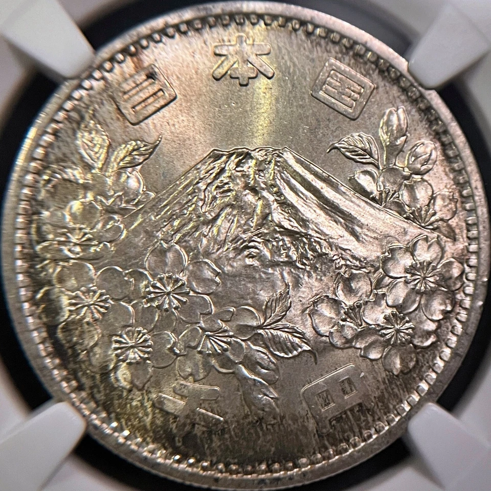 JAPAN. 1964, 1000 Yen, Silver - NGC MS66 - Tokyo Olympics, Mt. Fuji, Toned 16 - Image 3 of 4