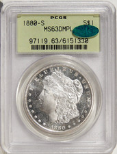 1880/79-S $1 PCGS MS 63 DMPL CAC~ VSS VAM 9 TOP-100 SILVER MORGAN DOLLAR VARIETY