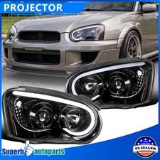 Fits 2004-2005 Subaru Impreza Wrx Polished Black Projector Headlights