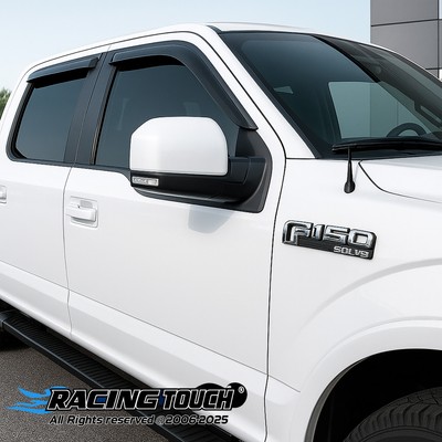 In-Channel Dark Smoke Vent Visors Deflector – 4-Piece Set For Ford F-350/F-450/F-550 Crew Cab (1999-2016)