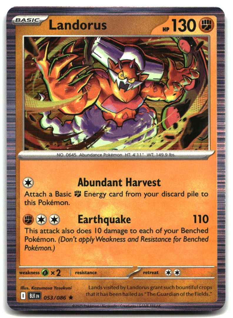 Pokemon Landorus HOLO Rare SV: Black Bolt 053/086 NM