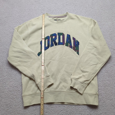 Jordan Essentials Sweatshirt Herren Small Beige Creme Spruch Rundhals Pullover