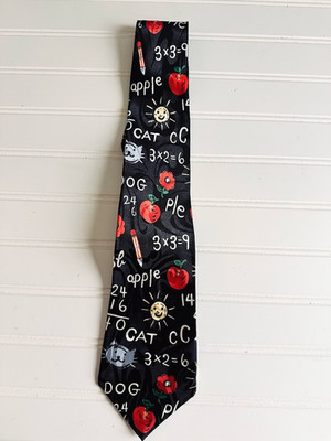 Steven Harris Handmade Tie Mens Necktie ABC Math Teacher School Art Novelty Gift