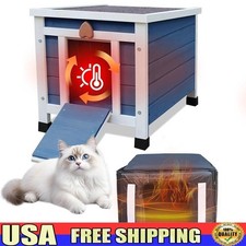 Outdoor Cat House Weatherproof Water Resistant Wooden Shelter Small Medium Cats